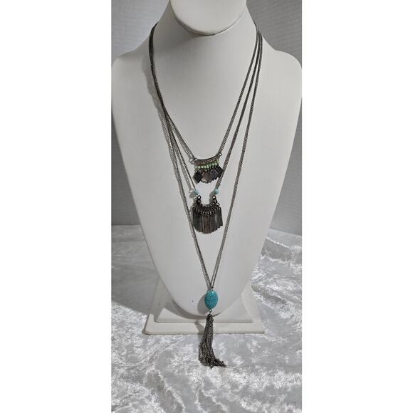 ECT. Etcetera necklace 3 layer faux turquoise 1.1716 - Picture 1 of 9